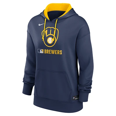 Milwaukee Brewers Authentic Collection Women's Nike Therma MLB Pullover Hoodie