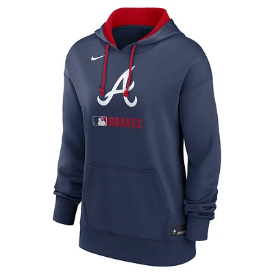 Atlanta Braves Authentic Collection Women's Nike Therma MLB Pullover Hoodie