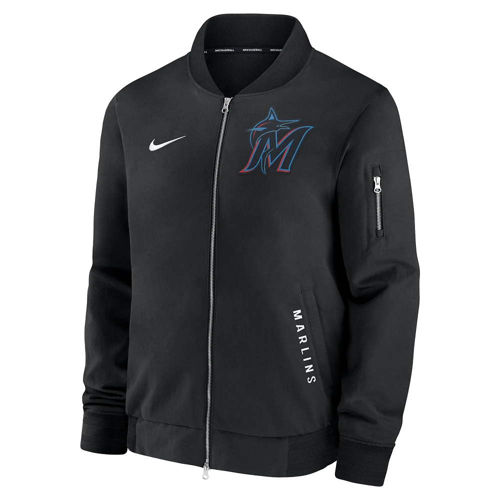Miami Marlins Authentic Collection Dugout Men's Nike MLB Full-Zip Bomber Jacket