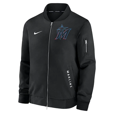 Miami Marlins Authentic Collection Dugout Men's Nike MLB Full-Zip Bomber Jacket