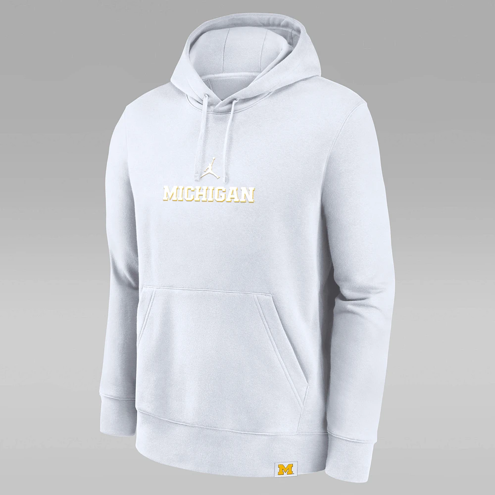 Michigan Wolverines Statement Wordmark Lockup Heavyweight Men's Nike College Pullover Hoodie