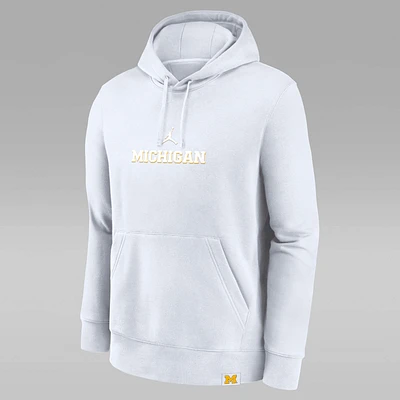 Michigan Wolverines Statement Wordmark Lockup Heavyweight Men's Nike College Pullover Hoodie