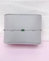 Sterling Silver Green Baguette Cubic Zirconia Anklet 152206