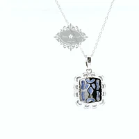 Sterling Silver Sapphire Cubic Zirconia Necklace 153379