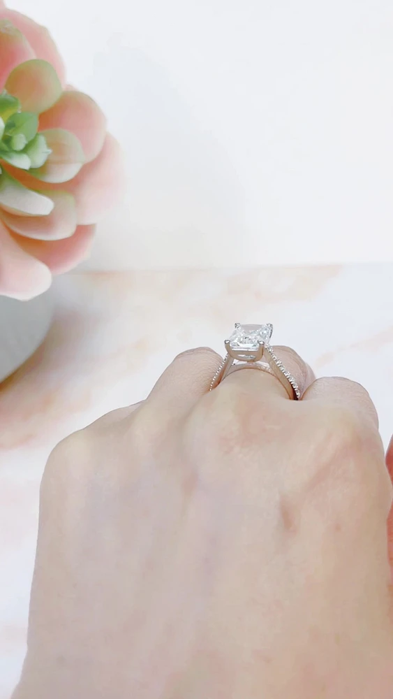 Sterling Silver Radiant Cubic Zirconia Ring 147717