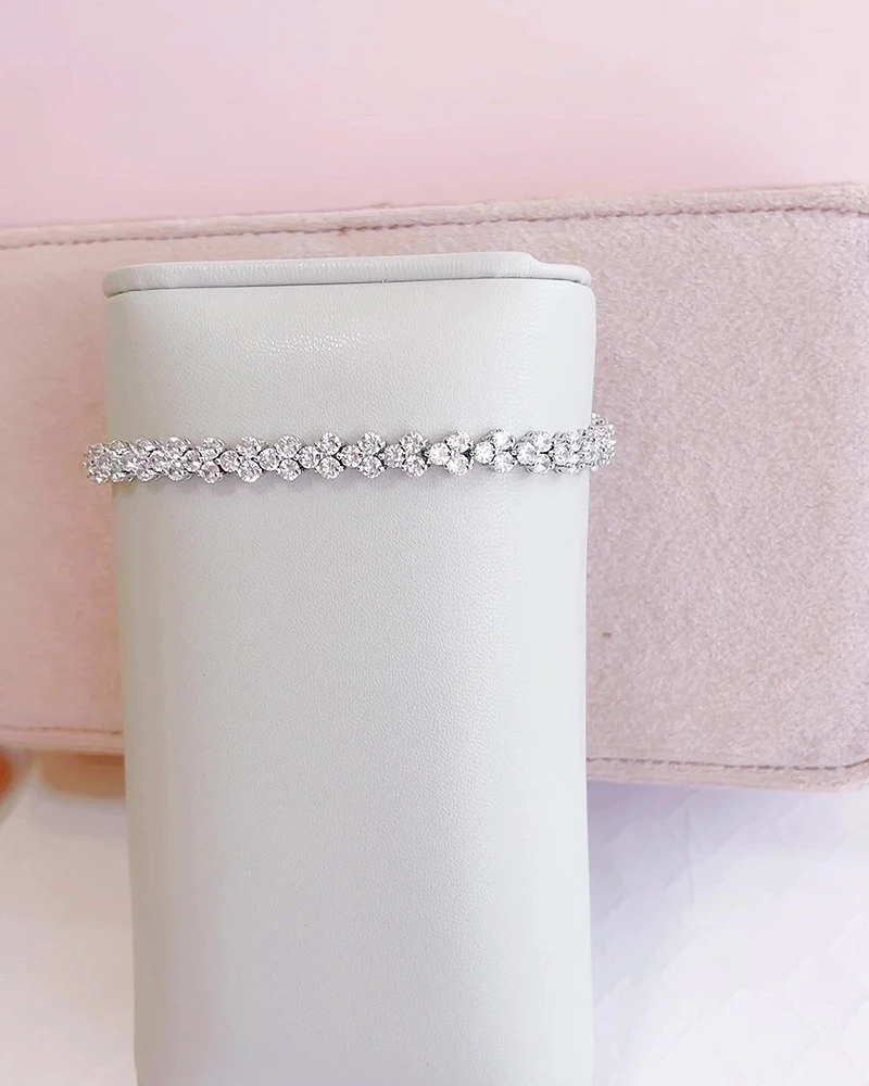 Bridal Silver  Cubic Zirconia Round   Bracelet 155192