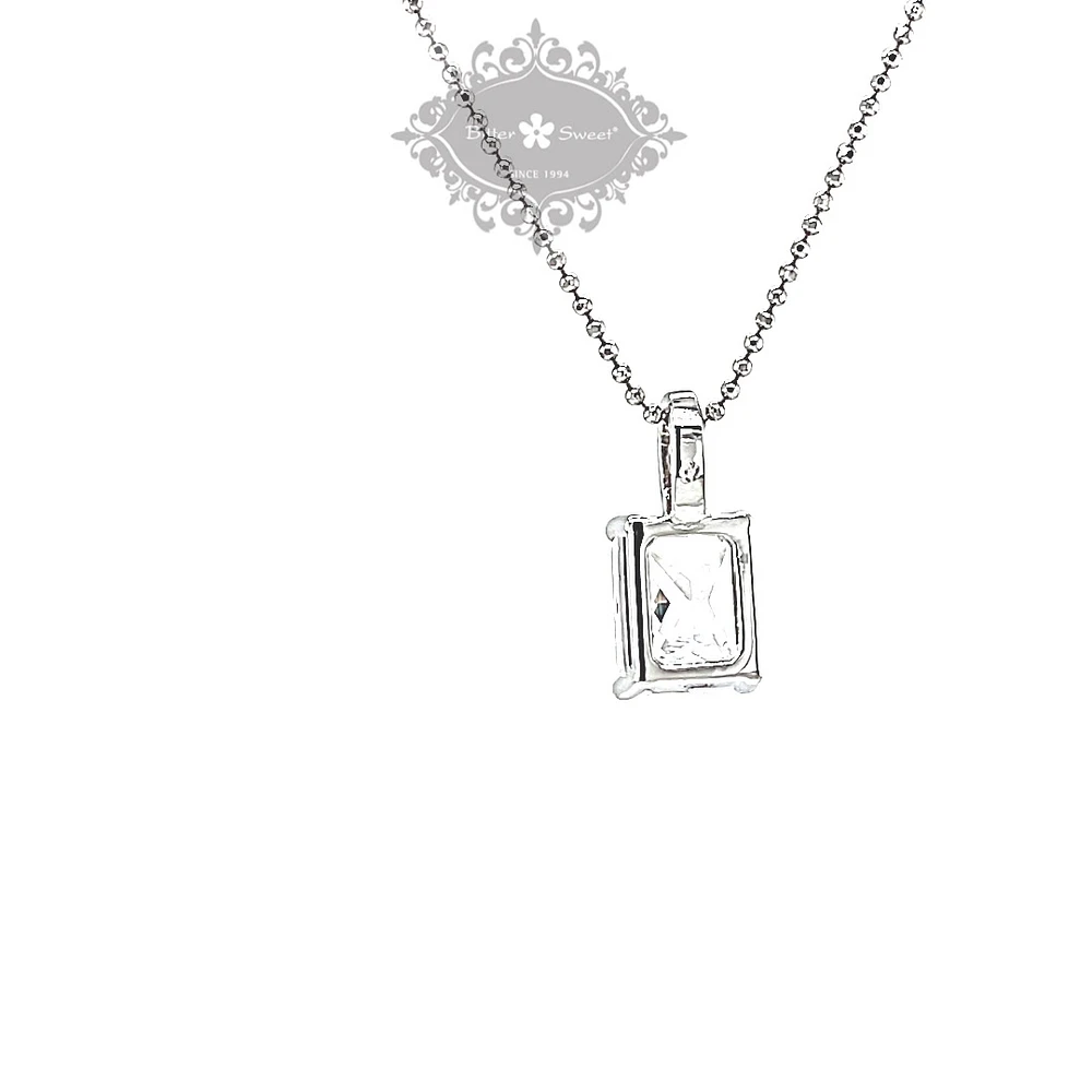Sterling Silver Radiant Cubic Zirconia Necklace 147707
