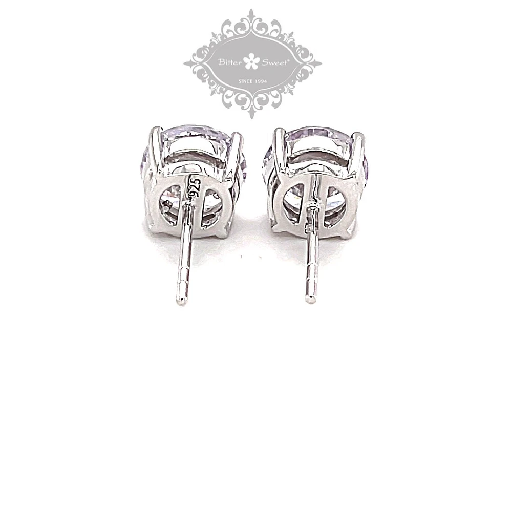 Sterling Silver Cubic Zirconia 8 Hearts 8 Arrows 9mm Studs 118061