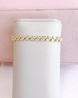 Bridal Gold Cubic Zirconia Marquise Leaf  Bracelet 155186