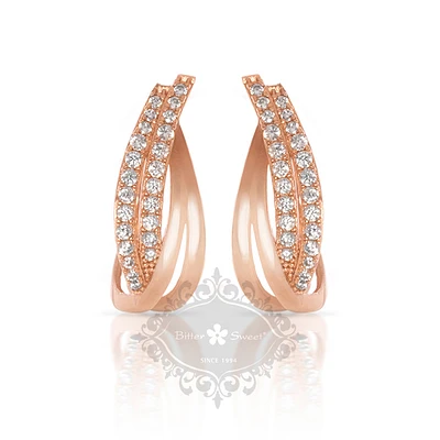 Rose Gold Plated Sterling Silver Cubic Zirconia Earrings