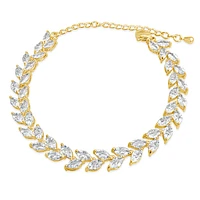 Bridal Gold Cubic Zirconia Marquise Leaf  Bracelet 155186