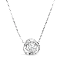 Sterling Silver Round Outline Twist Cubic Zirconia Necklace155048
