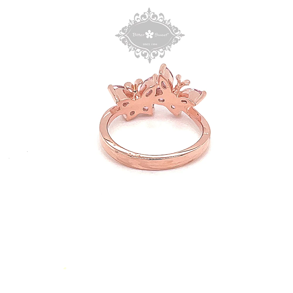 Rosegold Plated Sterling Silver Cubic Zirconia Butterfly Ring 146402