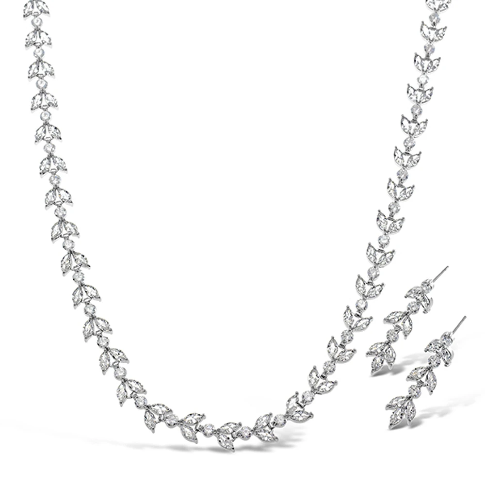 Cubic Zirconia Necklace & Earrings Set 131629