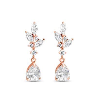 Bridal Rose Gold Cubic Zirconia Earrings