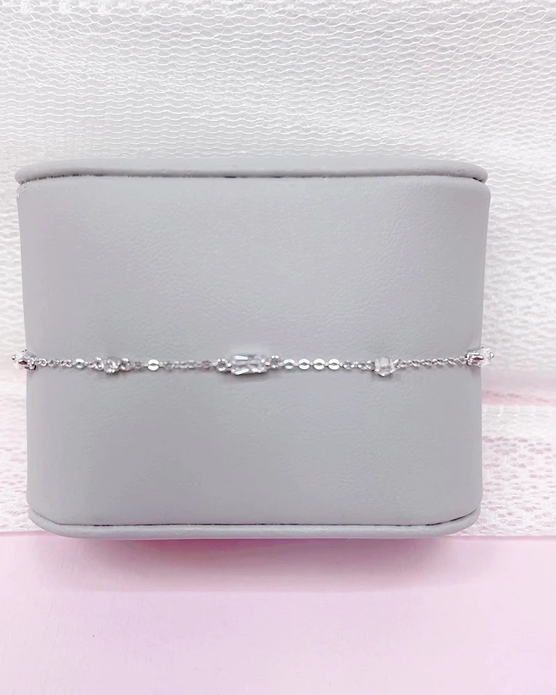Sterling Silver Baguette Cubic Zirconia Anklet 152205