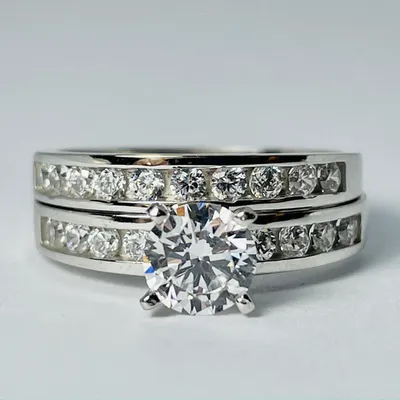 10kt White Gold Channel-set CZ Set