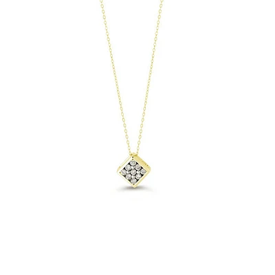 10K YG 0.13CT Diamond 9 Stone Illusion Pendant with Chain