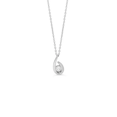 10K WG 0.07CT Diamond Open Loop Pendant with Chain