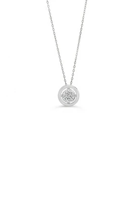 10K 0.05CT Diamond Pave Circle Pendant with Chain