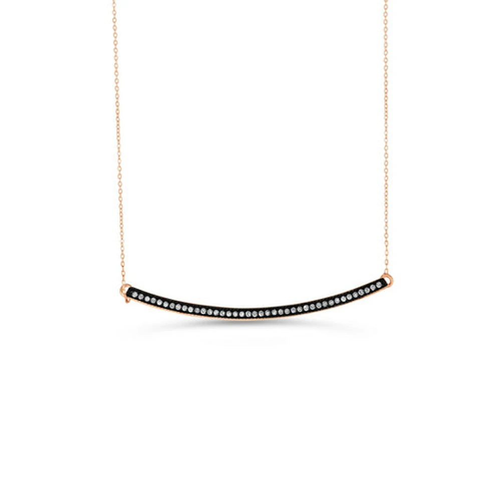 10K RG 0.08CT Diamond Horizontal Bar Pendant with Chain