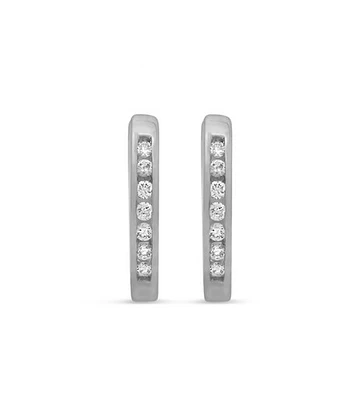 10K WG 0.10CT Diamond Channel Huggie Earrings