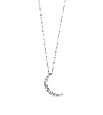 10K WG 0.04CT Diamond Crescent Pendant with Chain