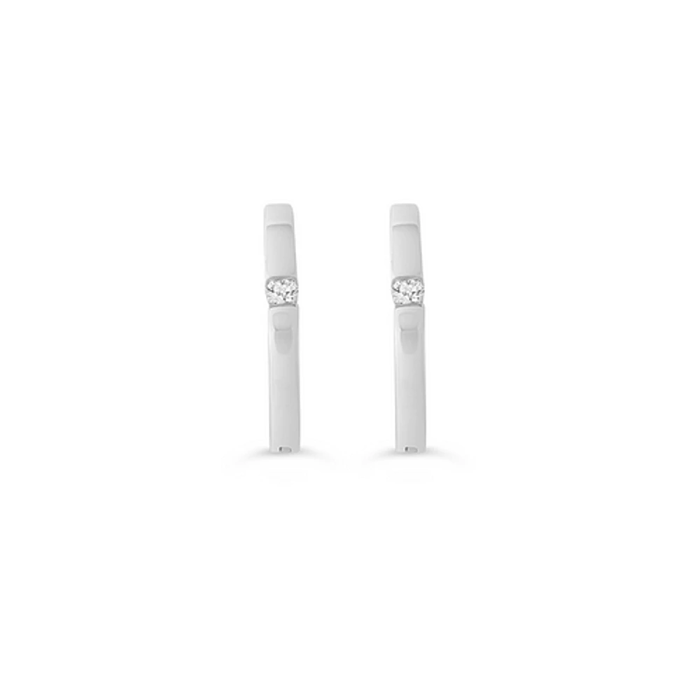 10K YG 0.04CT Diamond Single Stone Huggie Earrings