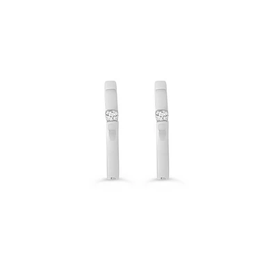 10K YG 0.04CT Diamond Single Stone Huggie Earrings
