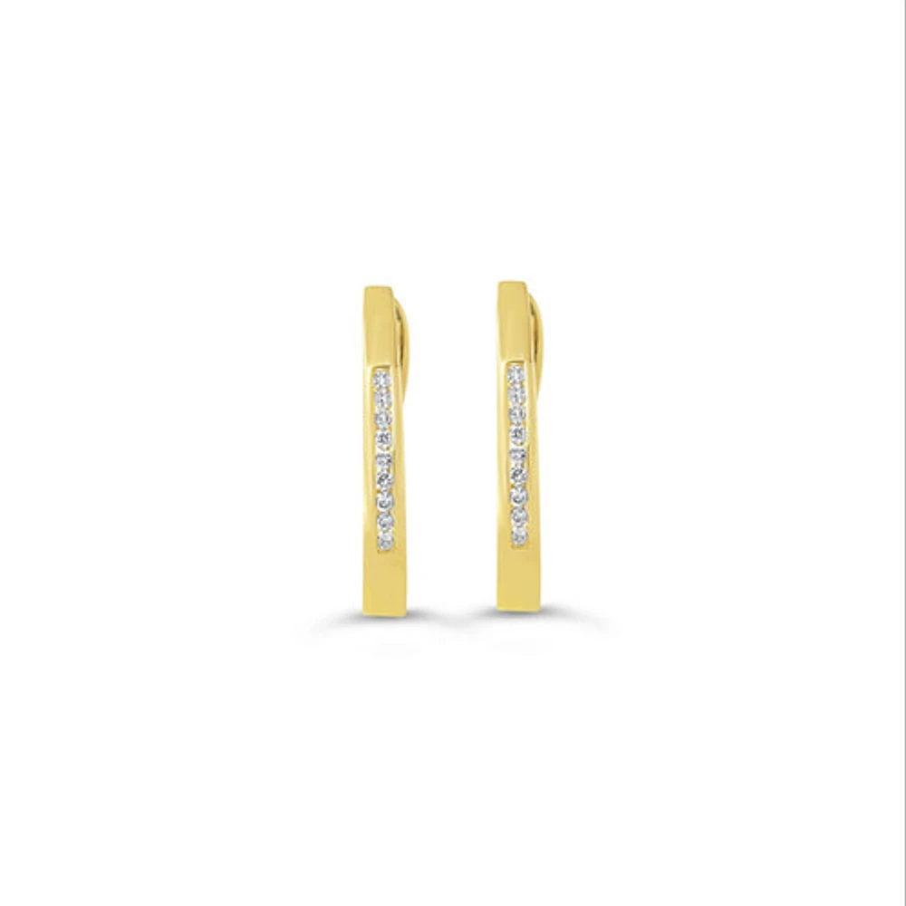 10K WG 0.072CT Diamond Oval Channel Huggie Earrings