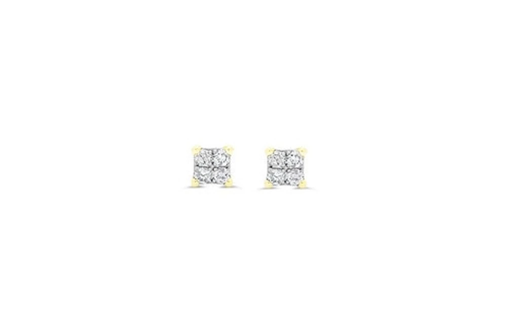 10K Gold 0.05ct Diamond Mirage Princess Illusion Studs