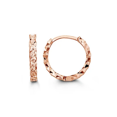 10kt Gold Bella Diamond Cut Huggies Hoops