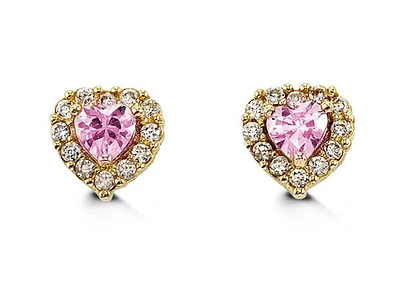 14kt Gold Baby Bella Heart CZ Studs