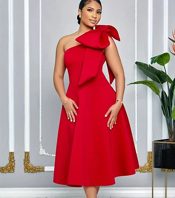 Red  One-shoulder Ball Gown Dress