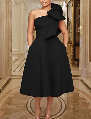 Black One shoulder Ball Gown Dress