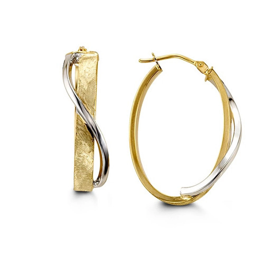10kt Two-Tone Gold, Twisted Earrings
