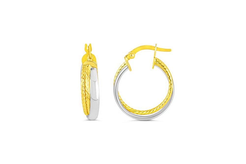 10kt Two-Tone Gold, Twisted Earrings