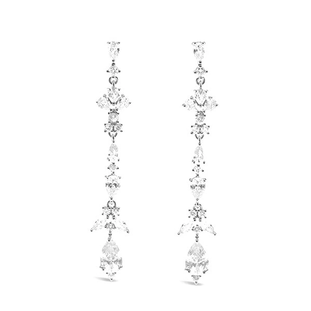 Bridal Silver Cubic Zirconia Drop Earrings
