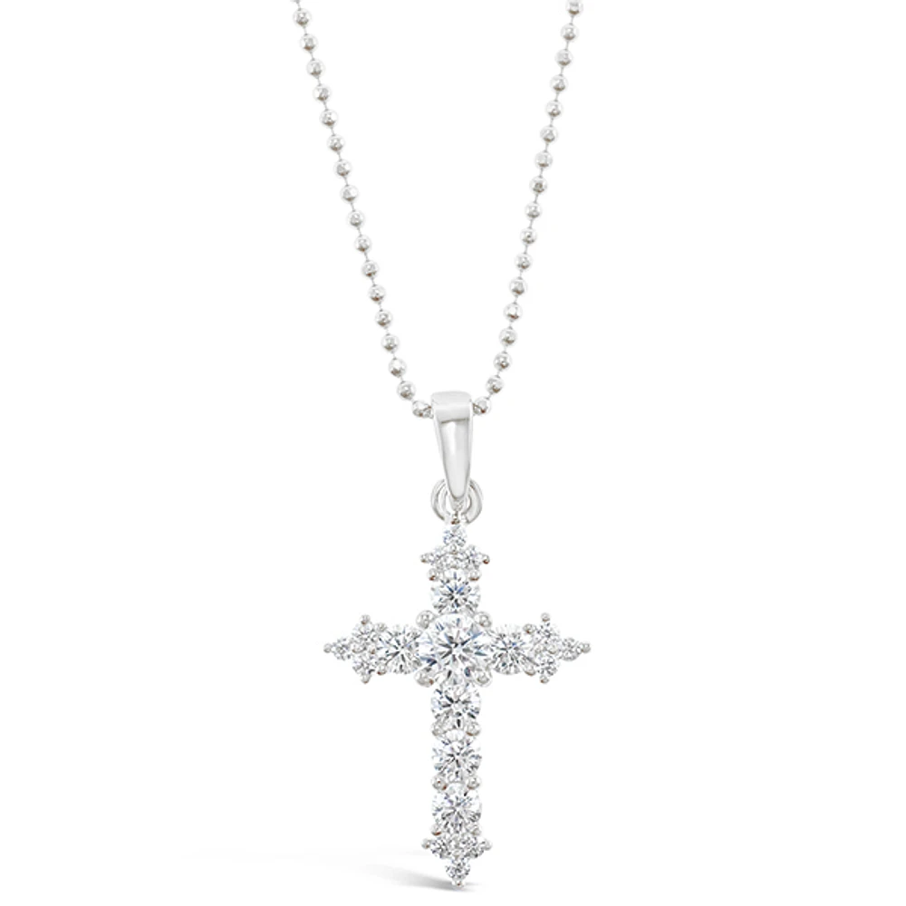 Sterling Silver Cubic Zirconia Cross Necklace 147695