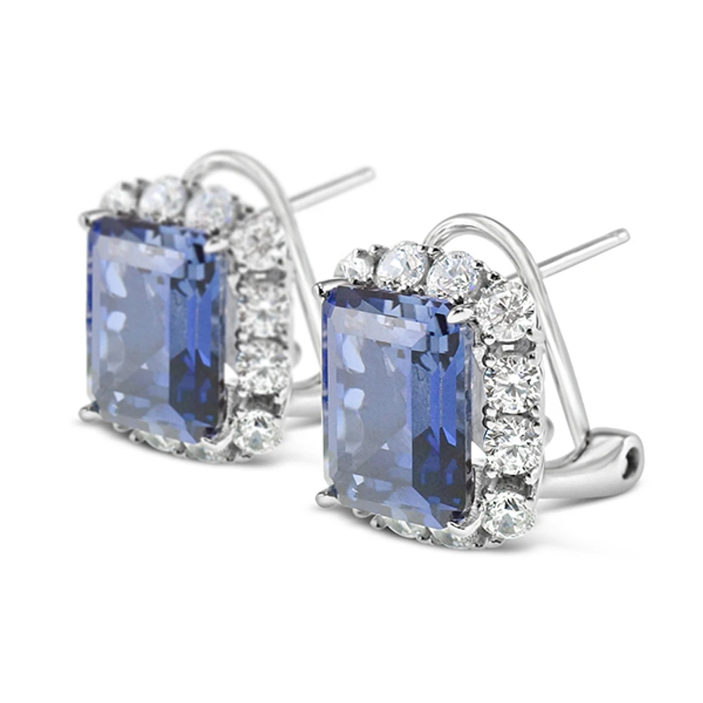 Sterling Silver Sapphire Cubic Zirconia Earrings 153380