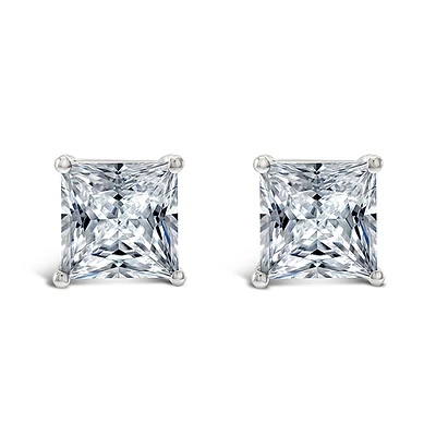 Sterling Silver Cubic Zirconia Princess Cut 7mm Studs 118049