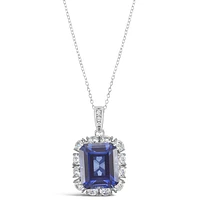 Sterling Silver Sapphire Cubic Zirconia Necklace 153379