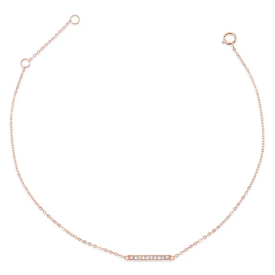 Rosegold Plated Sterling Silver Cubic Zirconia Pave Anklet 143326