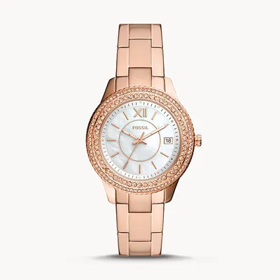 Fossil Stella Three-Hand Date Rose Gold-Tone Stainless Steel Watch 147058