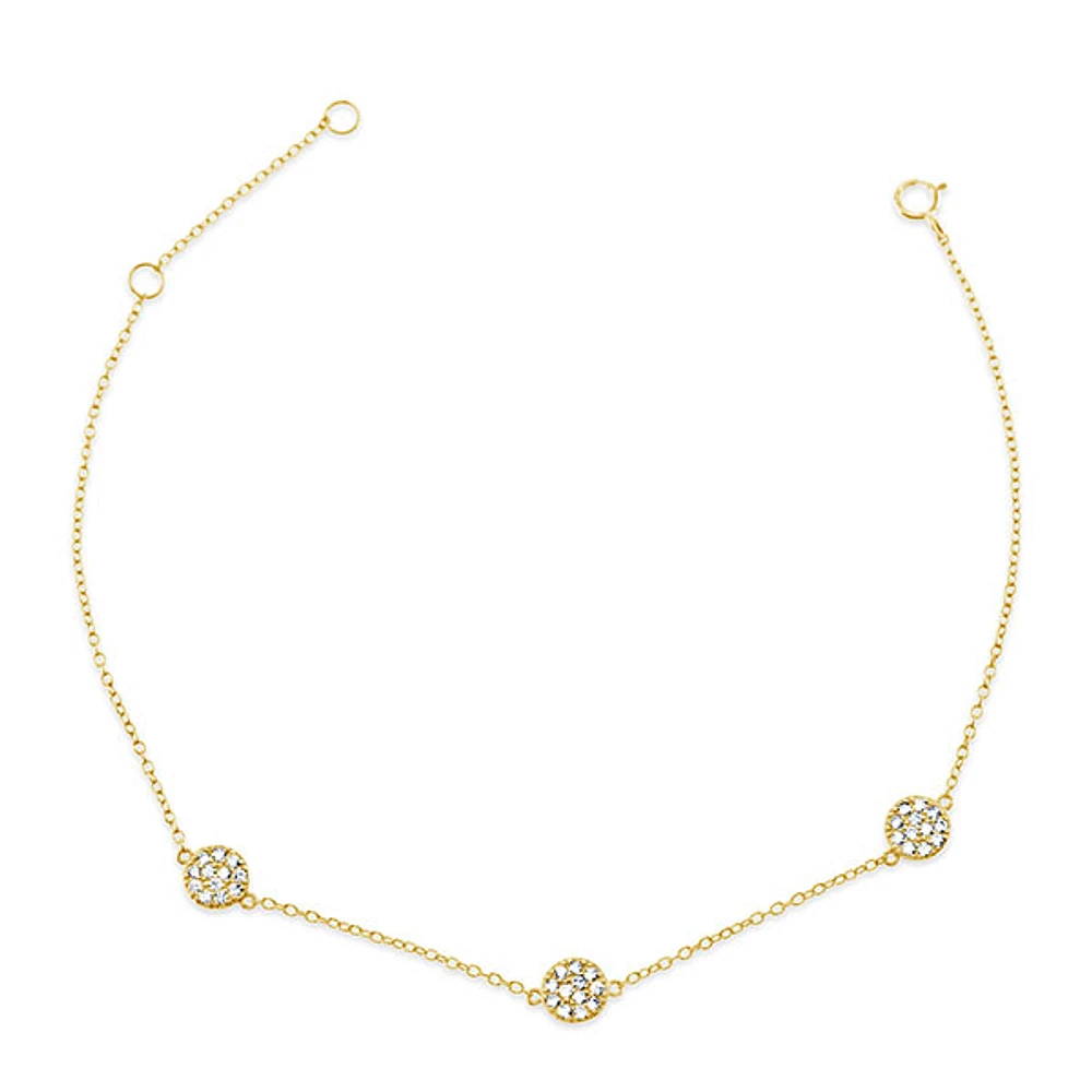 Gold Plated Sterling Silver Cubic Zirconia Anklet