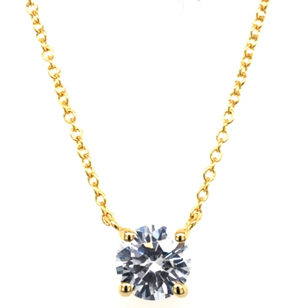Gold Plated Cubic Zirconia Round 8 Heart 8 Arrow Cut Necklace 143475
