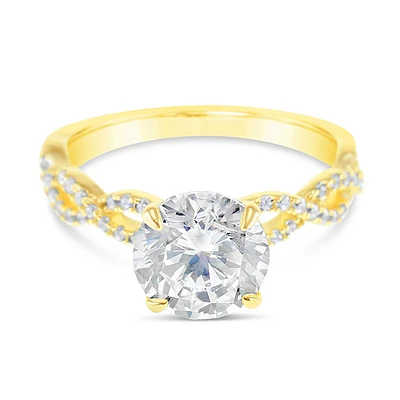 Gold Plated Sterling Silver Twist Cubic Zirconia Ring