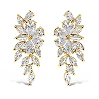 Bridal Gold Cubic Zirconia Floral Drop Earrings 142869