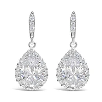 Sterling Silver Teardrop Cubic Zirconia Drop Earrings 122012