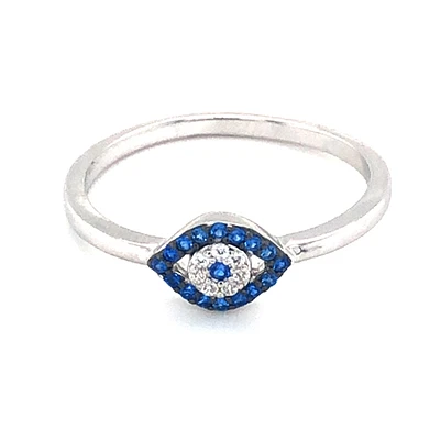 Sterling Silver Cubic Zirconia Evil Eye Ring 139421